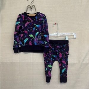 Colorful Bat Print Kids Sweatshirt and Pants Set